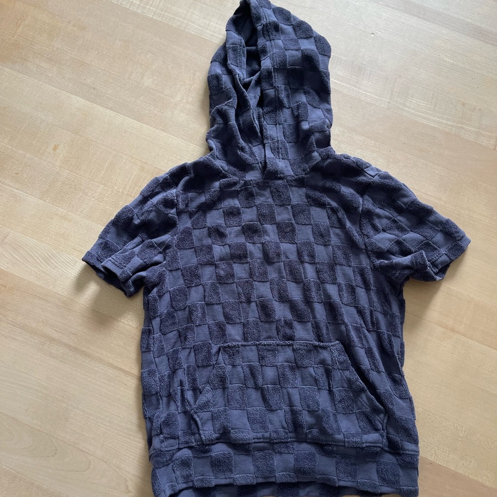 Checkered Short Sleeve toddler Hoodie cover up